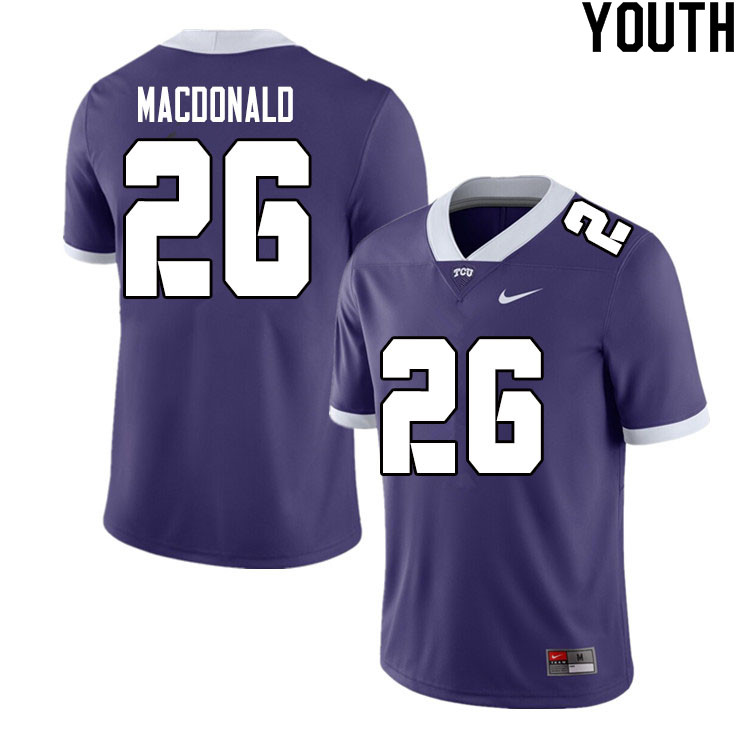 Youth #26 Christian MacDonald TCU Horned Frogs College Football Jerseys Sale-Purple - Click Image to Close